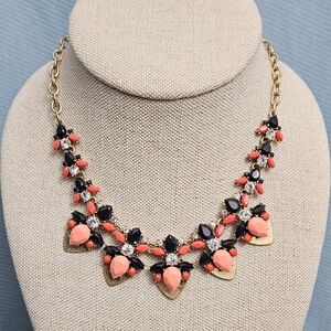 J. Crew Coral & Navy Statement Necklace